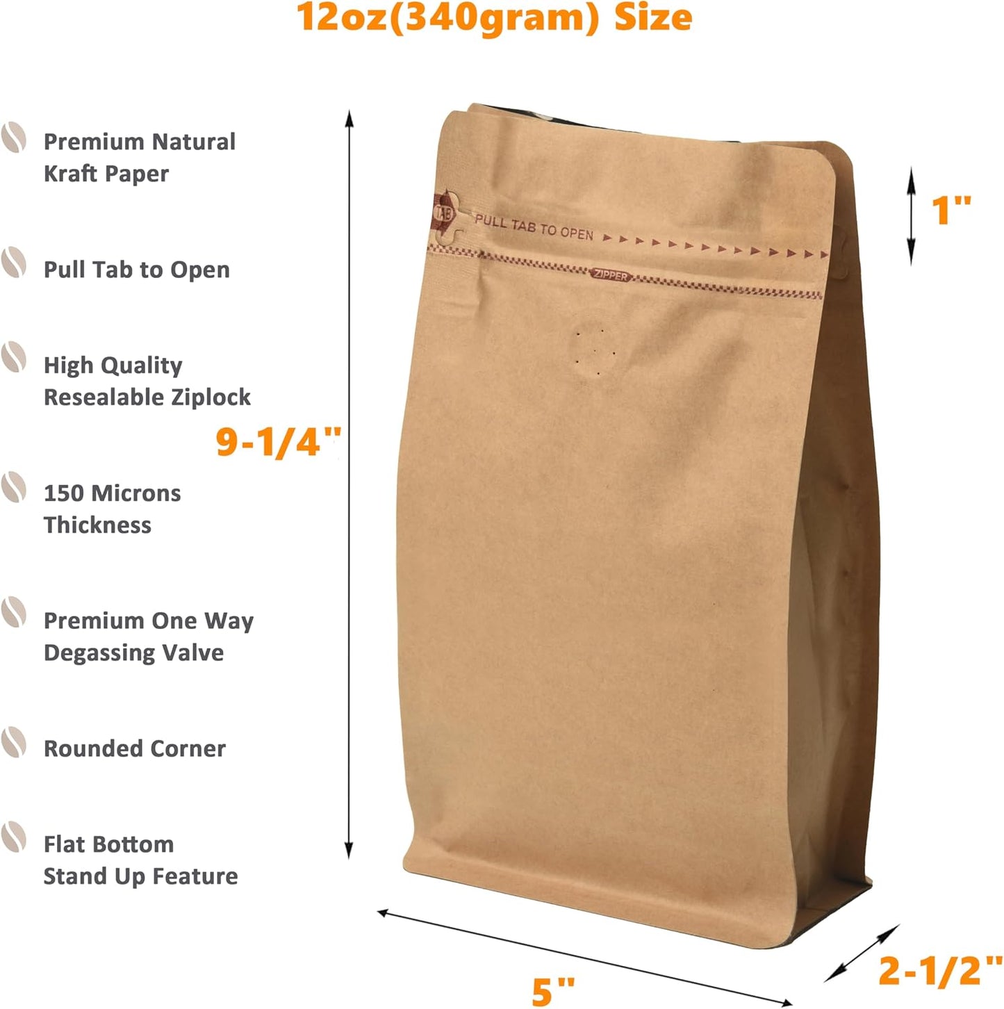 Bolsas café resellables con válvula desgasificación 12oz