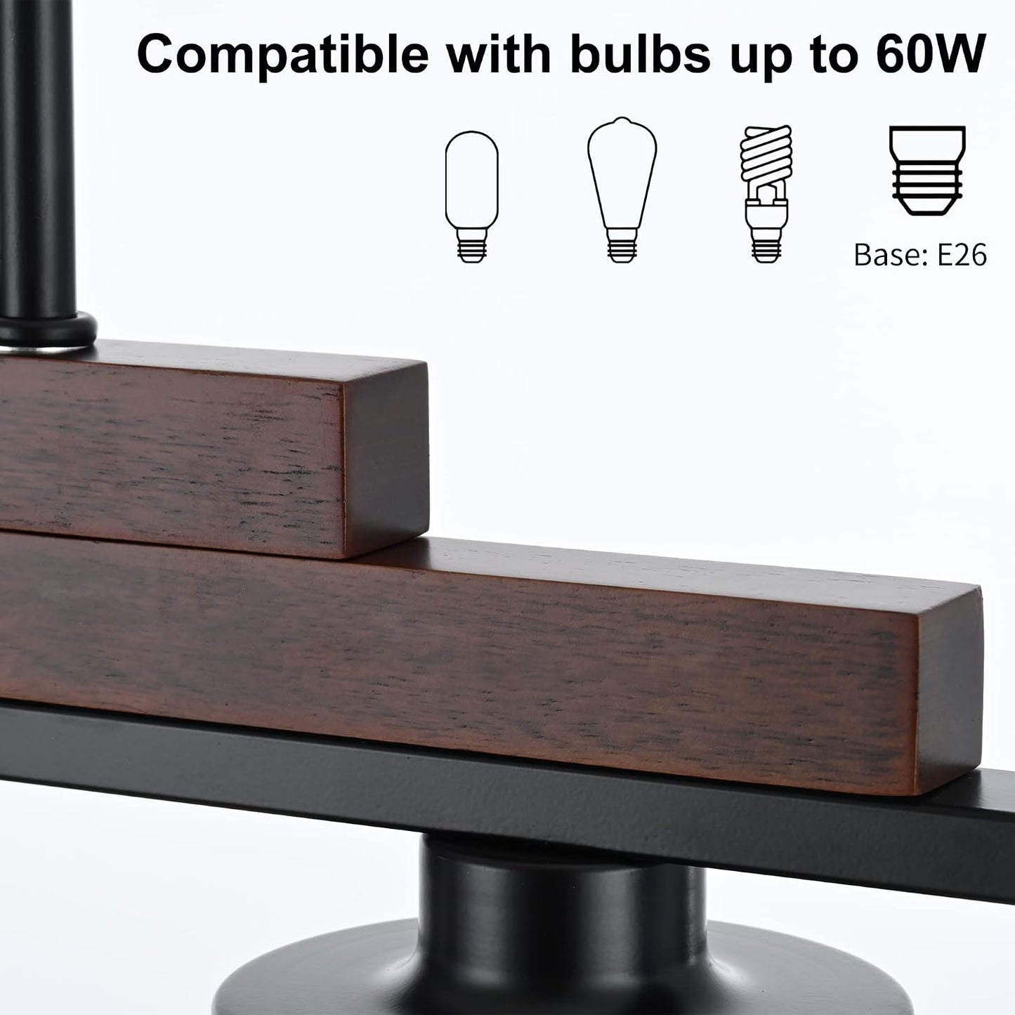 Lámpara colgante de madera estilo granja 5 luces negro mate