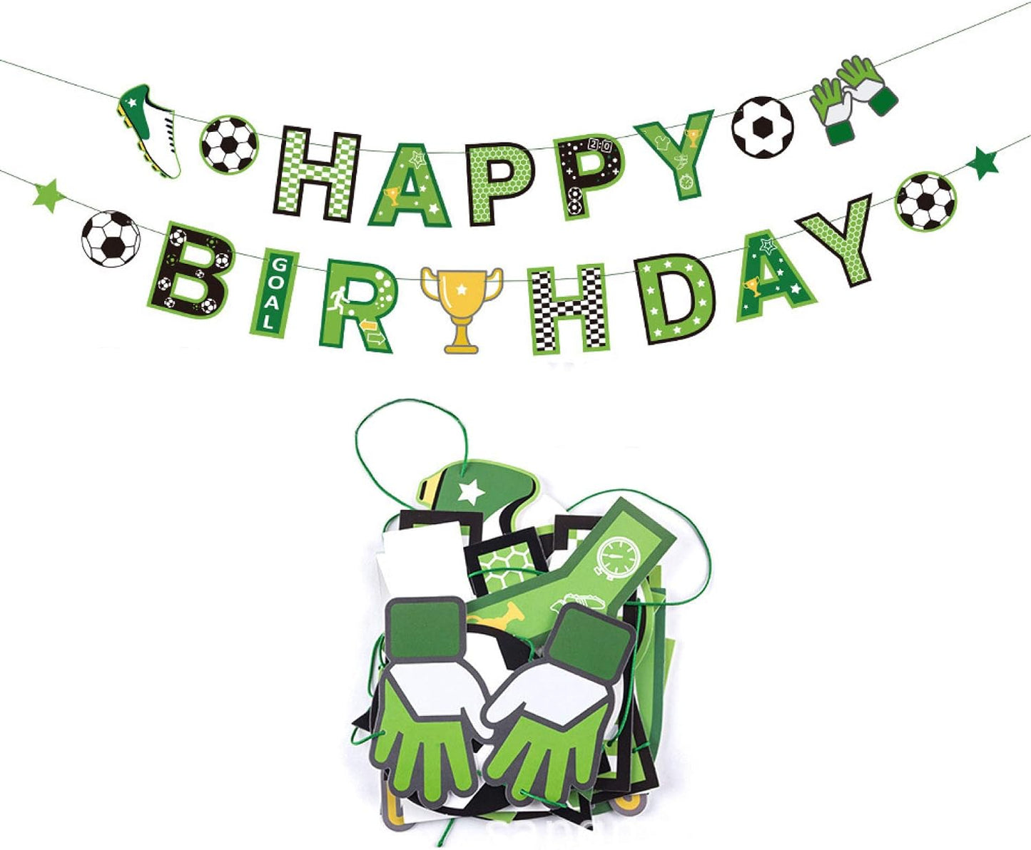 Cartel cumpleaños fútbol banderines decoración fiesta
