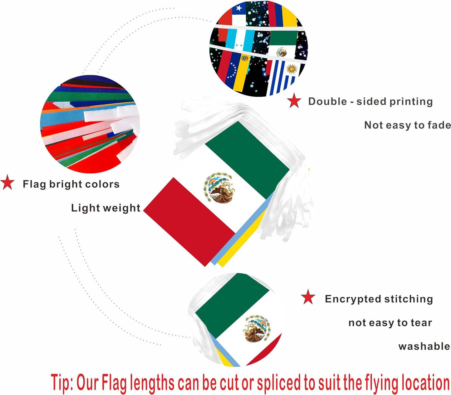 Set 2 banderas 33 países América Latina 80pies