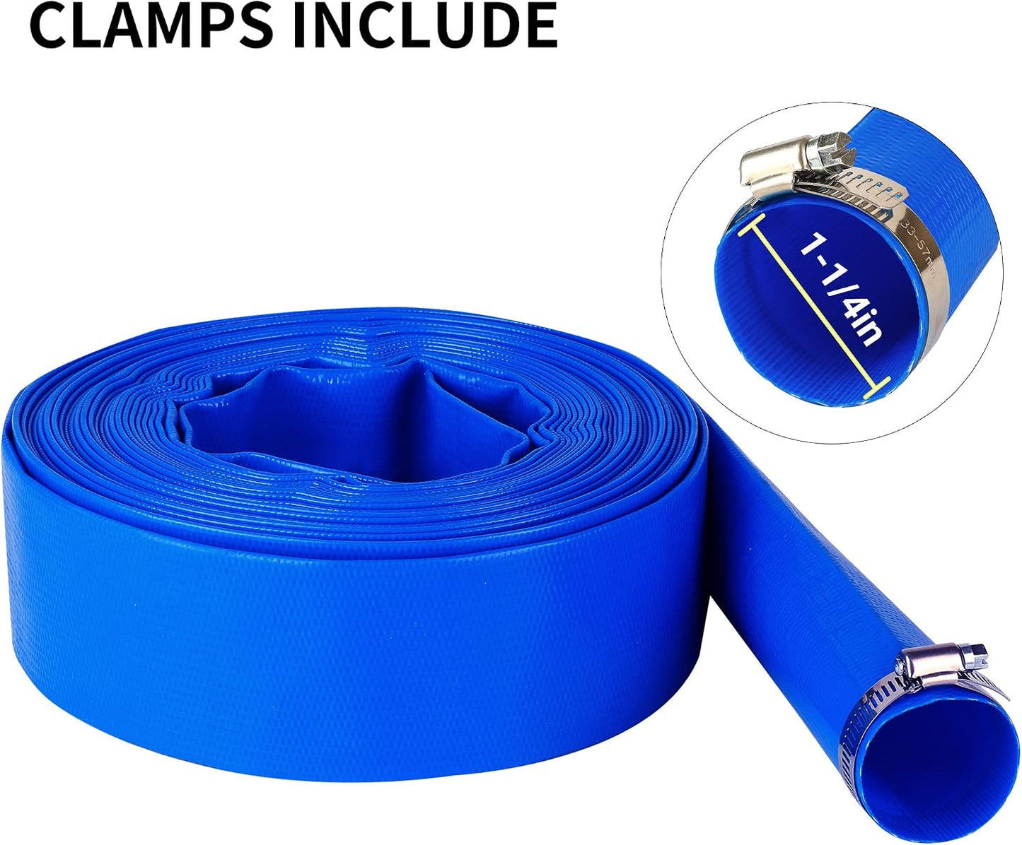 Manguera retrolavado piscina 1-1/4pulg 100ft PVC azul