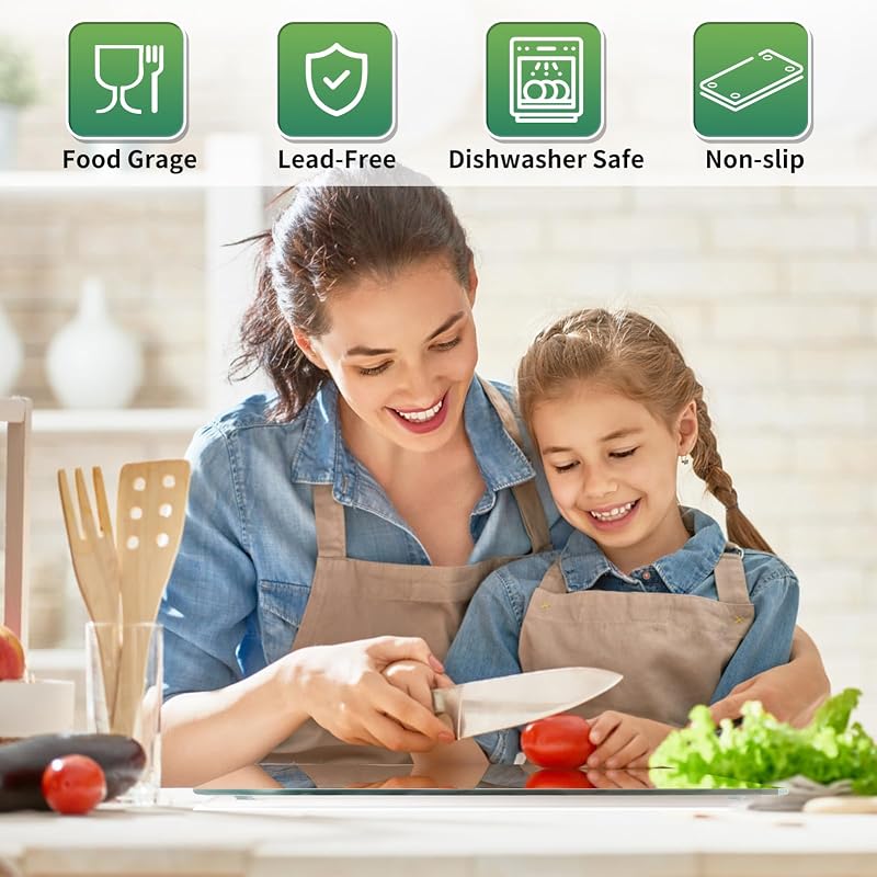 4 Tablas cortar vidrio encimera cocina transparentes antiderrap