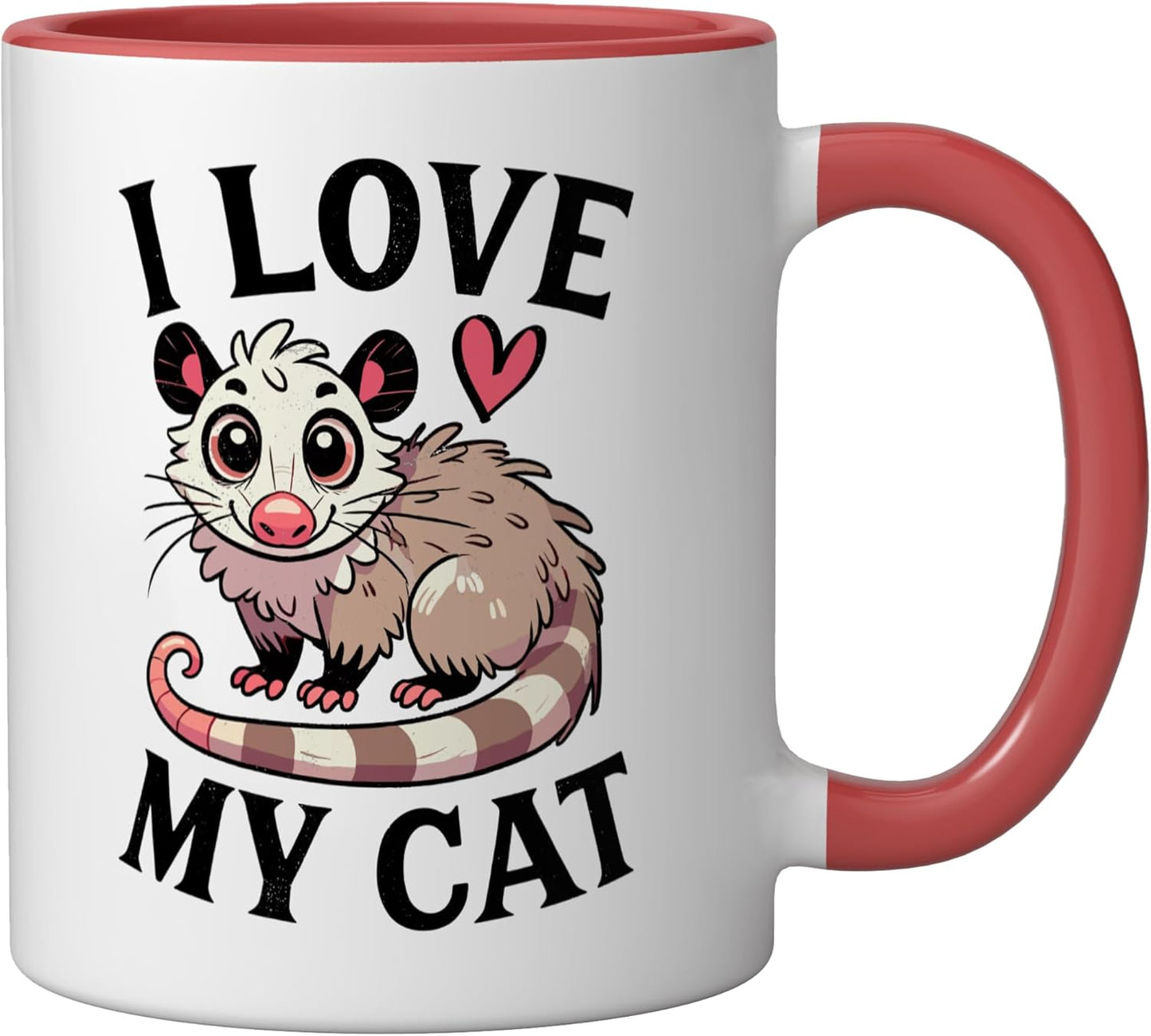 Taza Cerámica Roja/Blanca con Possum Enfadado