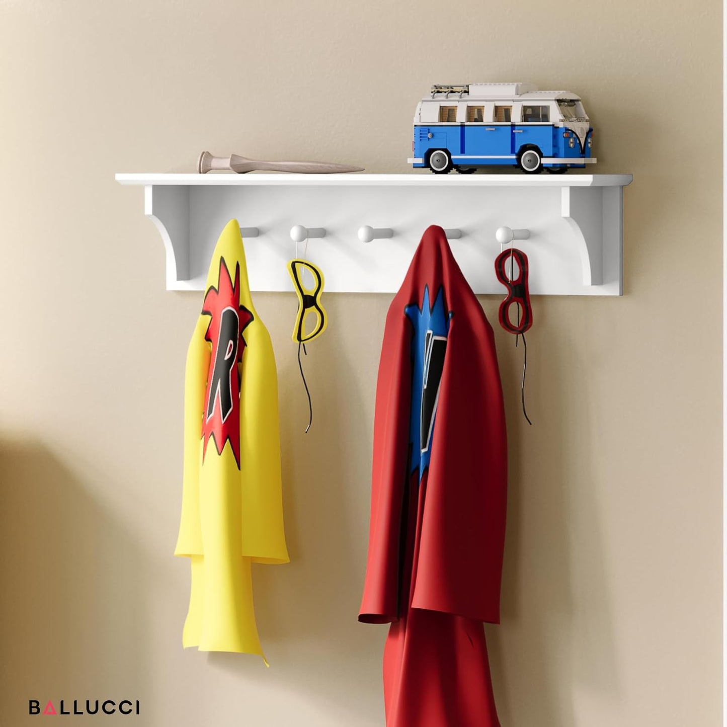 Perchero Pared Flotante de Madera para Vestidor y Entrada