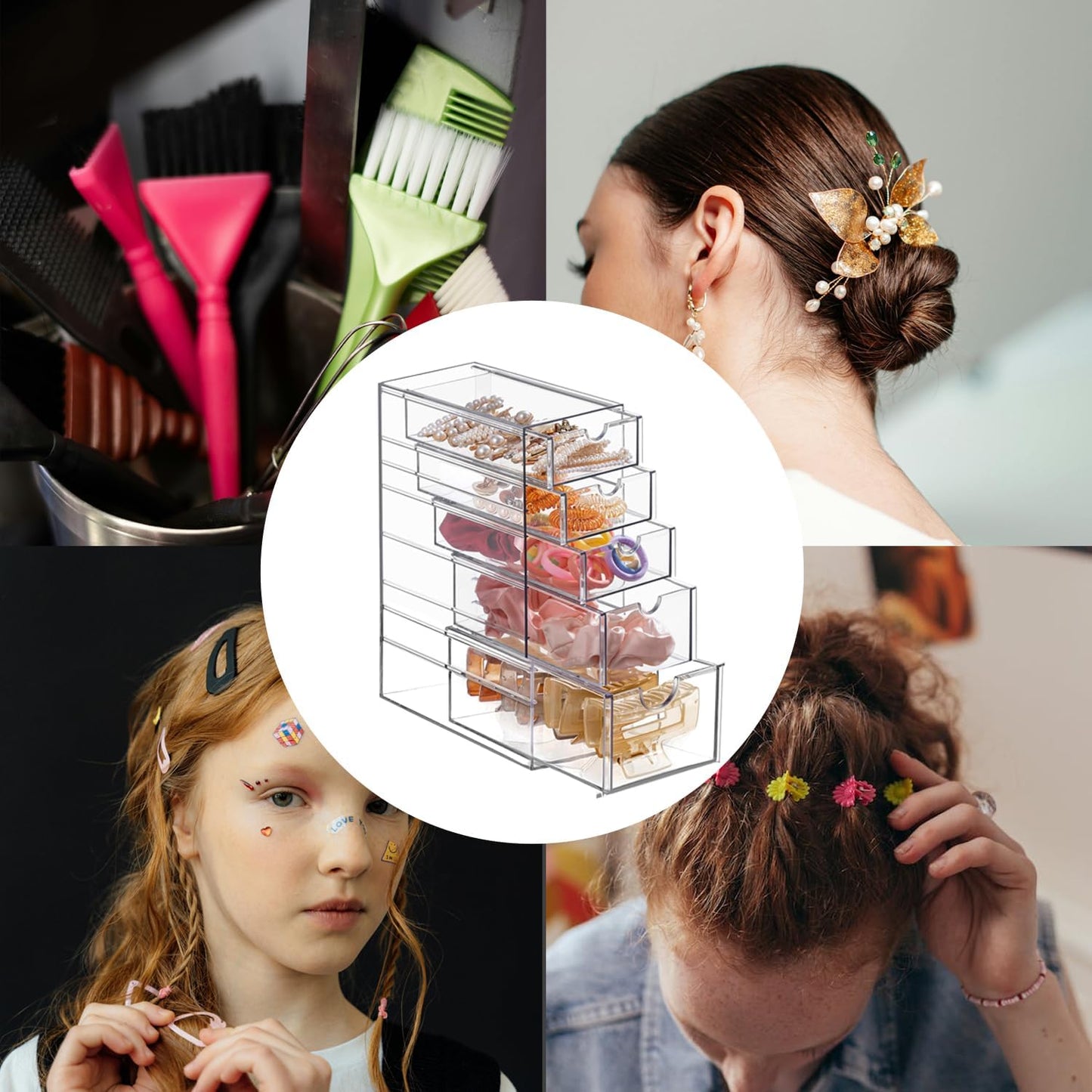 Organiz. cabello y maquillaje acrílico 5 cajones