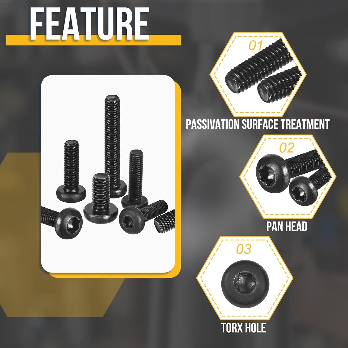 Tornillo Torx Seguridad M6x12mm Acero Carbono Pack 30 Negro