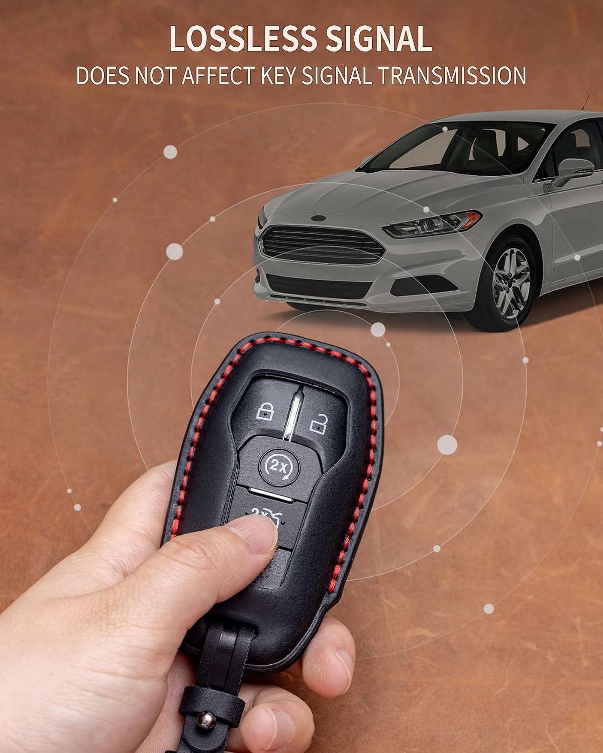 Funda cuero llavero Ford Edge Fusion F150 negro