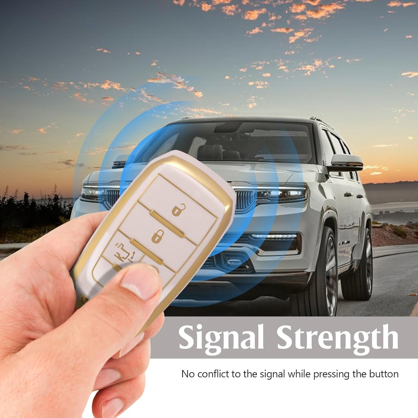 Funda llavero Dodge 19-23 5 botones TPU suave oro blanco