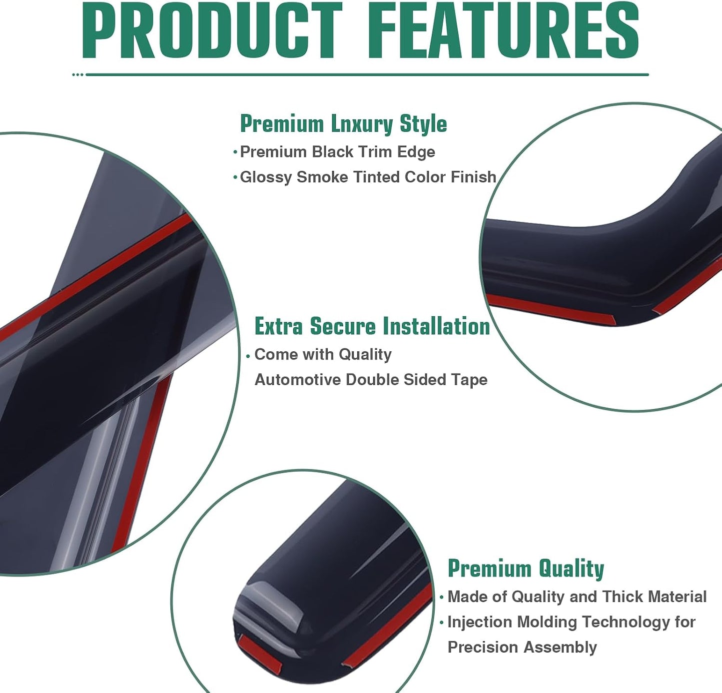 4 Protectores lluvia Ford Maverick 22-24 negro ahumado