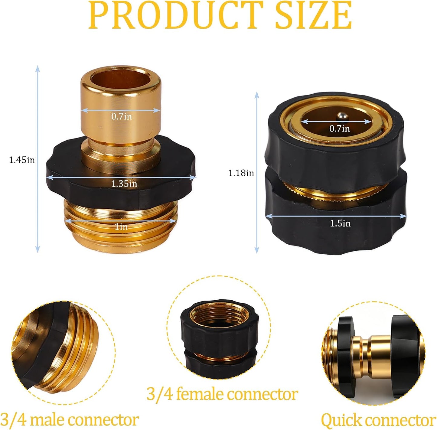 Manguera jardín 3/4pulg conector rápido aluminio set 4