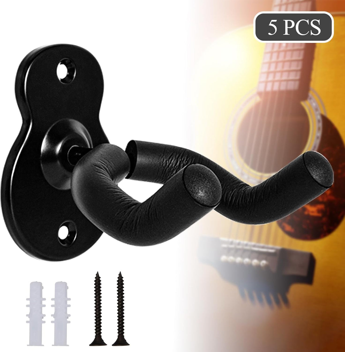 Soporte pared guitarra pack 5 colgadores acústica eléctrica