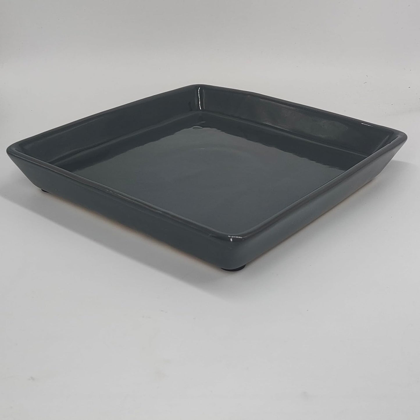 Platillo cuadrado 4" set 2 bandejas cerámica gris