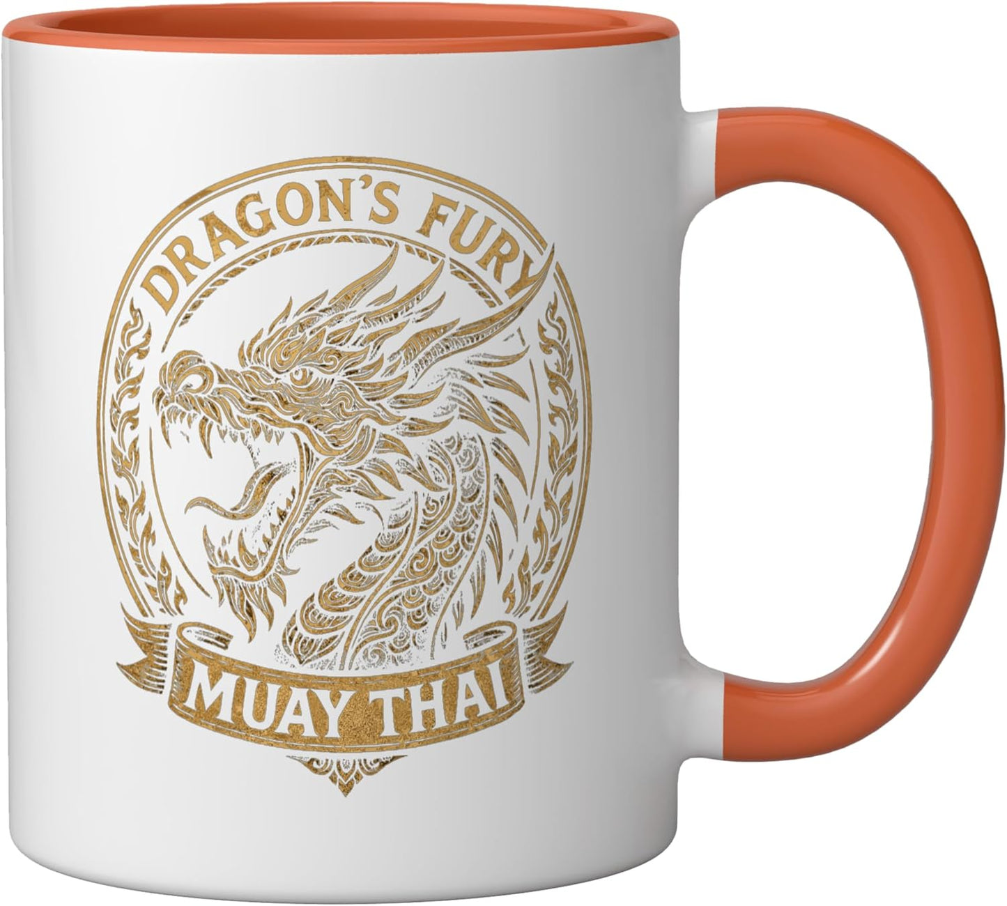 Taza Cerámica Entrenamiento Muay Thai Naranja/Blanco