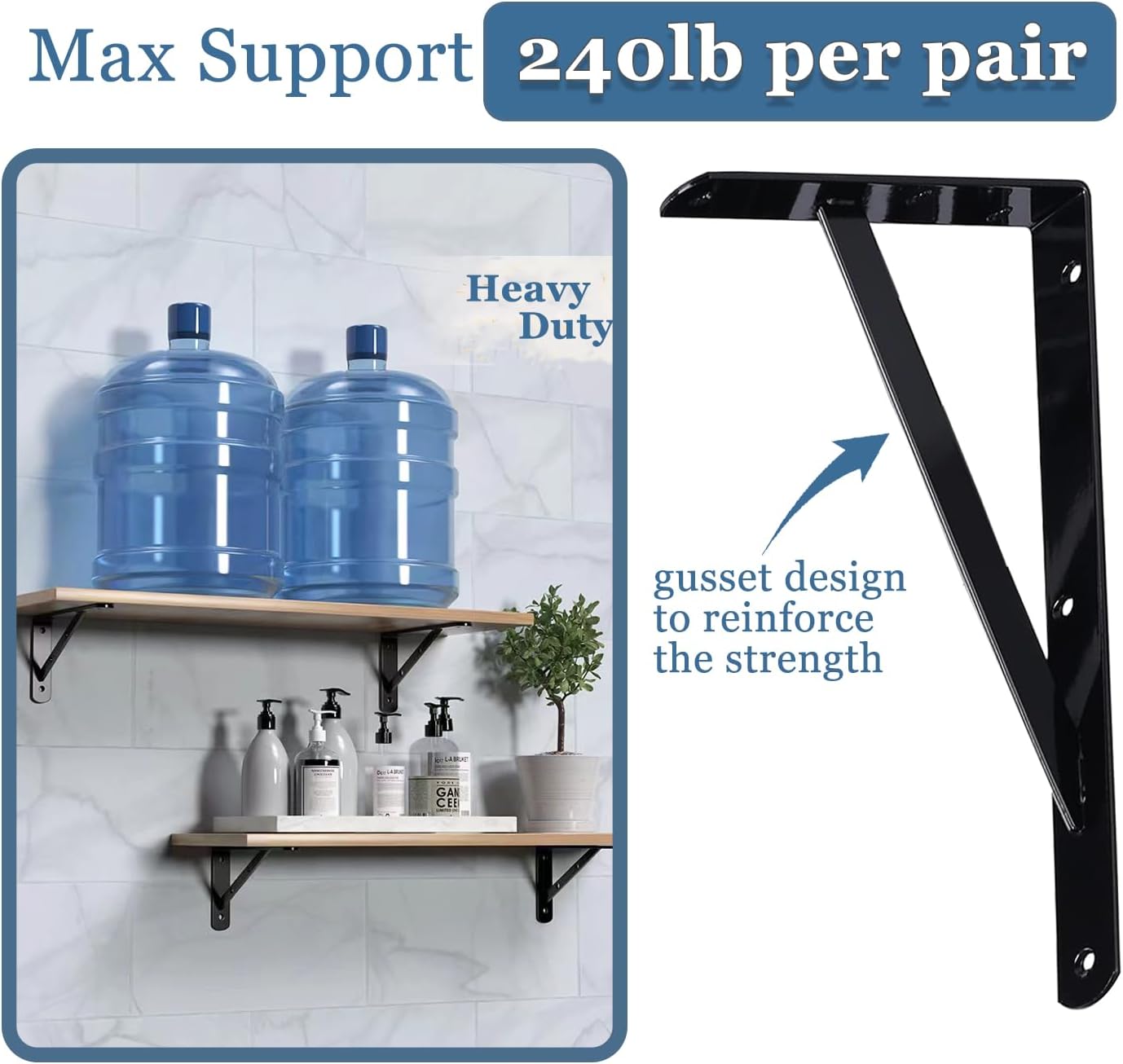 4 Soportes Estante 12pulg Metal Negro Montaje Pared