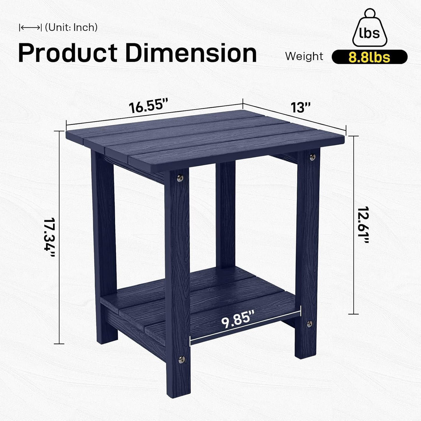 Mesa auxiliar Adirondack doble 17" para exterior e interior