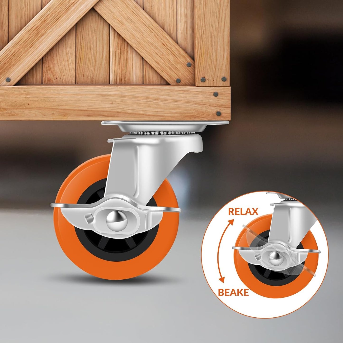 Ruedas giratorias 1.5pulg con freno para carritos muebles