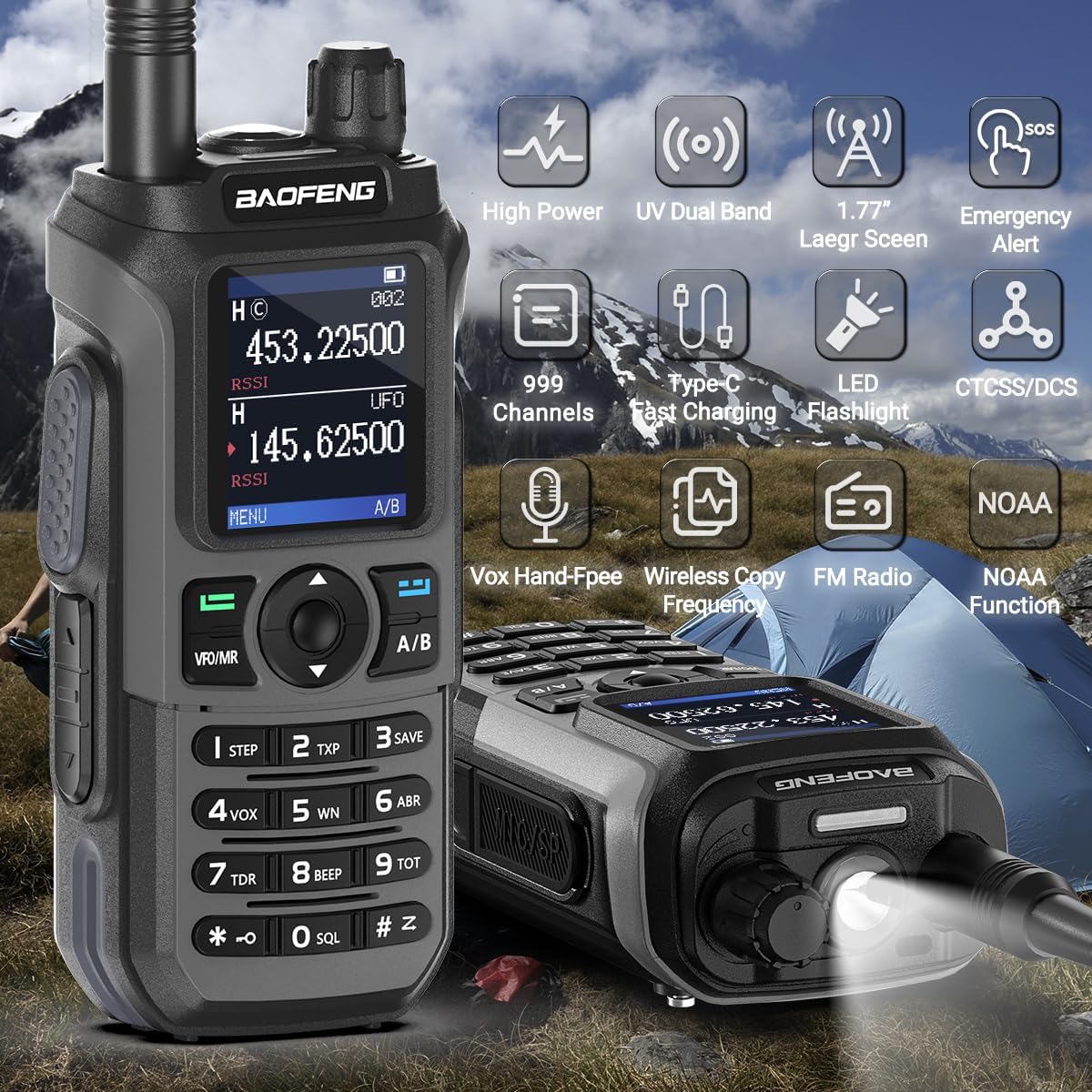 Radio de 2 vías UV-21R K5 Plus recargable USB 999 canales