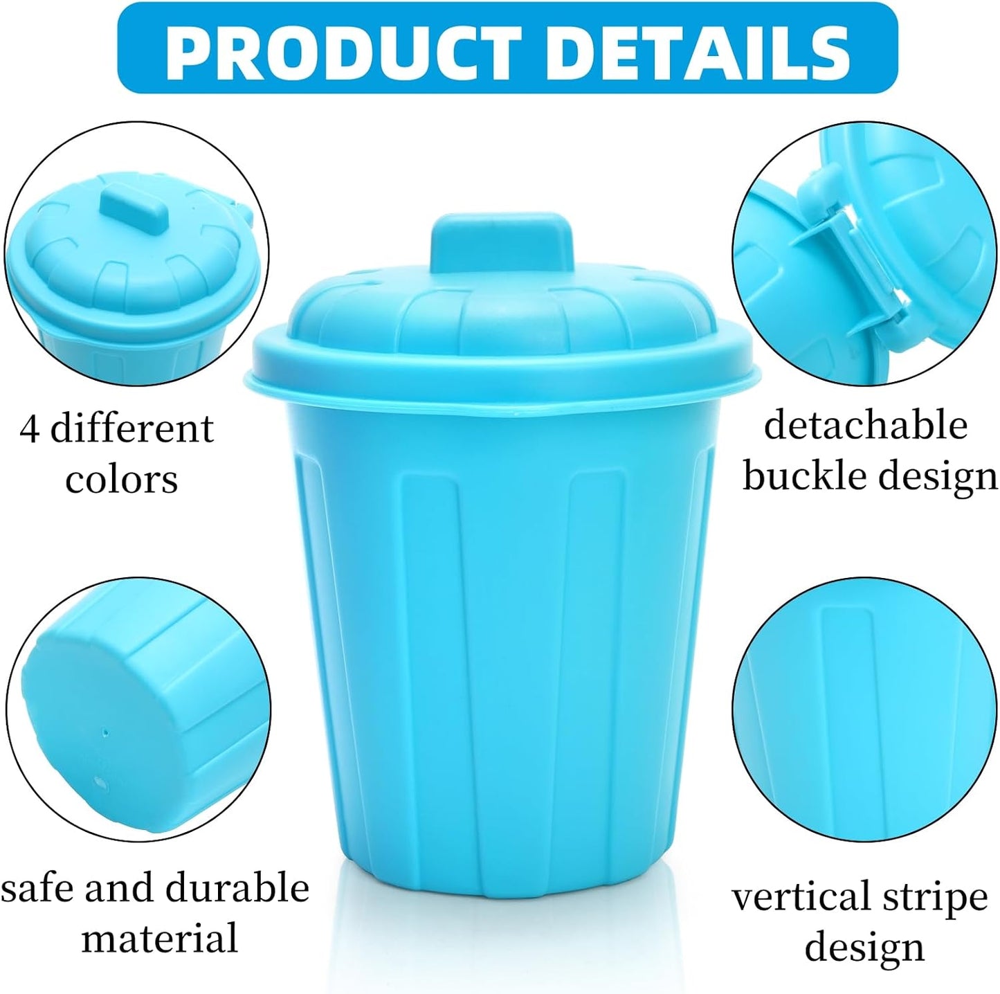 20 Pzas Cubos Basura Plástico 10oz con Tapa Organiz. Hogar