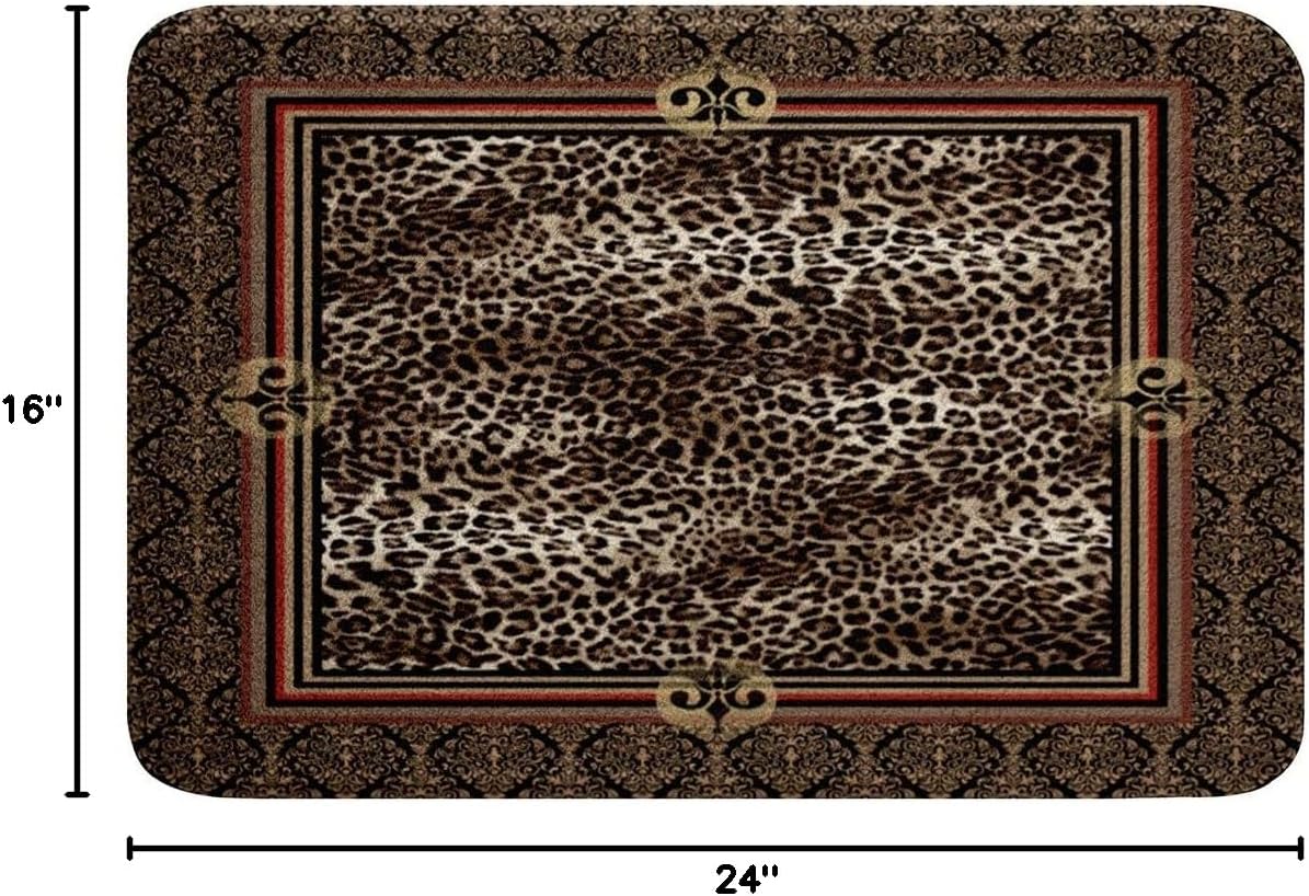 Tapete baño antideslizante estampado leopardo 16x24pulg