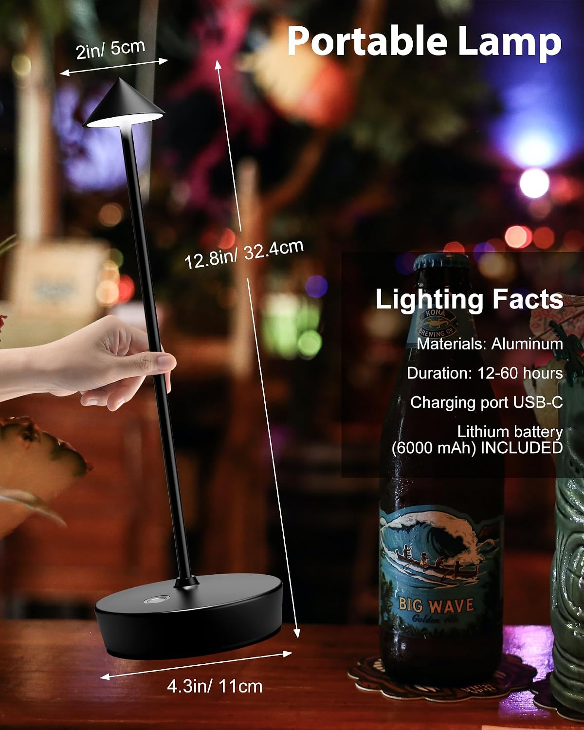 Lámparas mesa inalámbricas recargables led tactil 6000mah