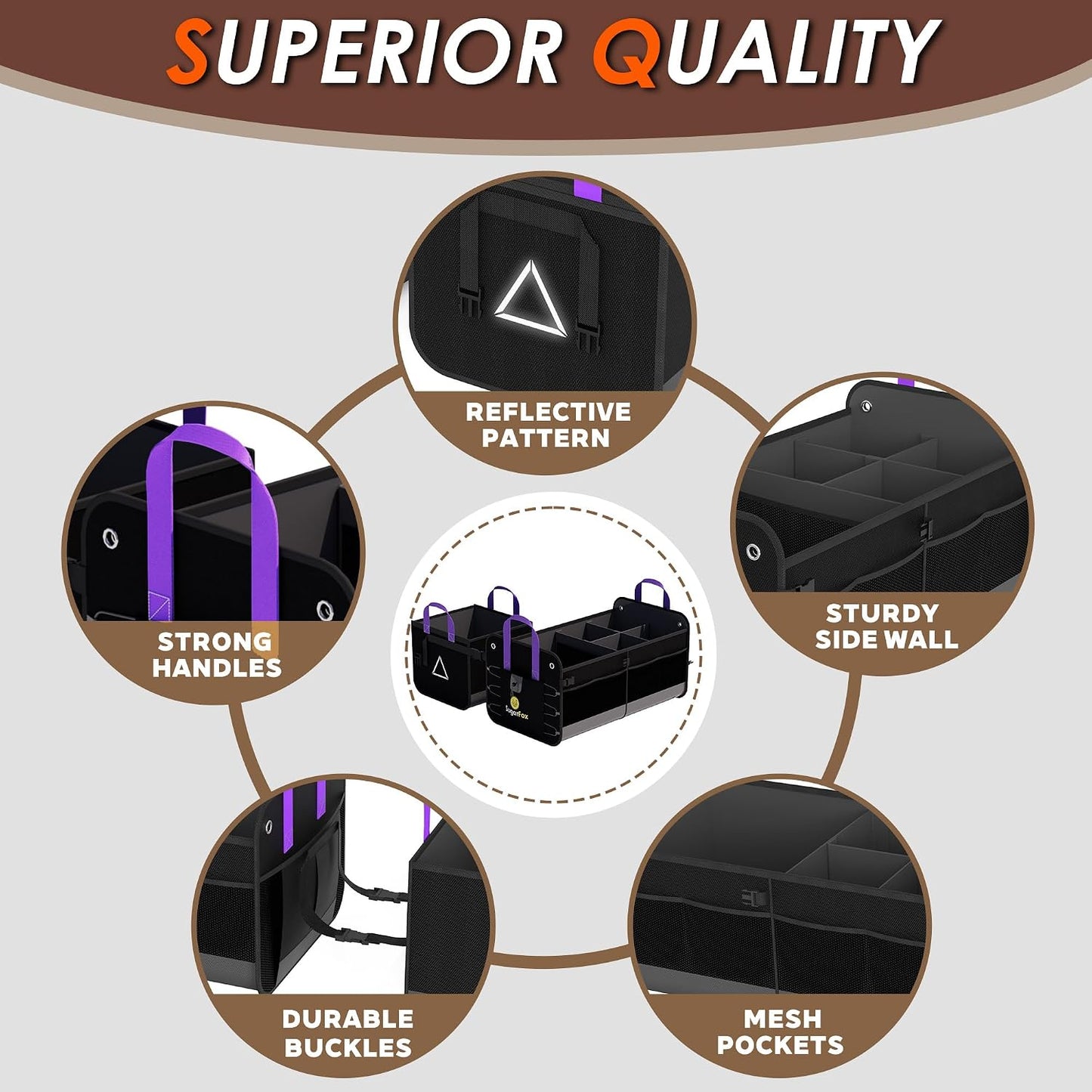 Organiz. maletero SUV 84l modular plegable negro