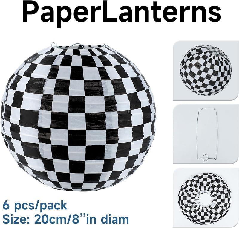 6 Linternas Papel Decoración Autos Carreras y Hogar