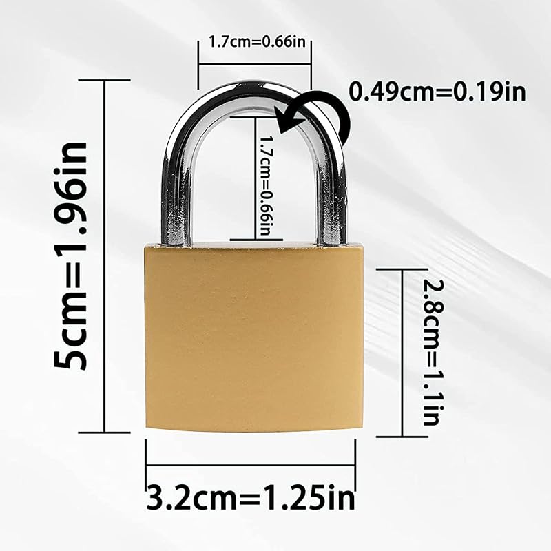 8 Pzas Candados Pequeños con Llave 32mm Dorado Forma D