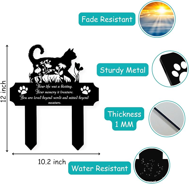 Placa conmemorativa gato 12pulg metal patio resistente