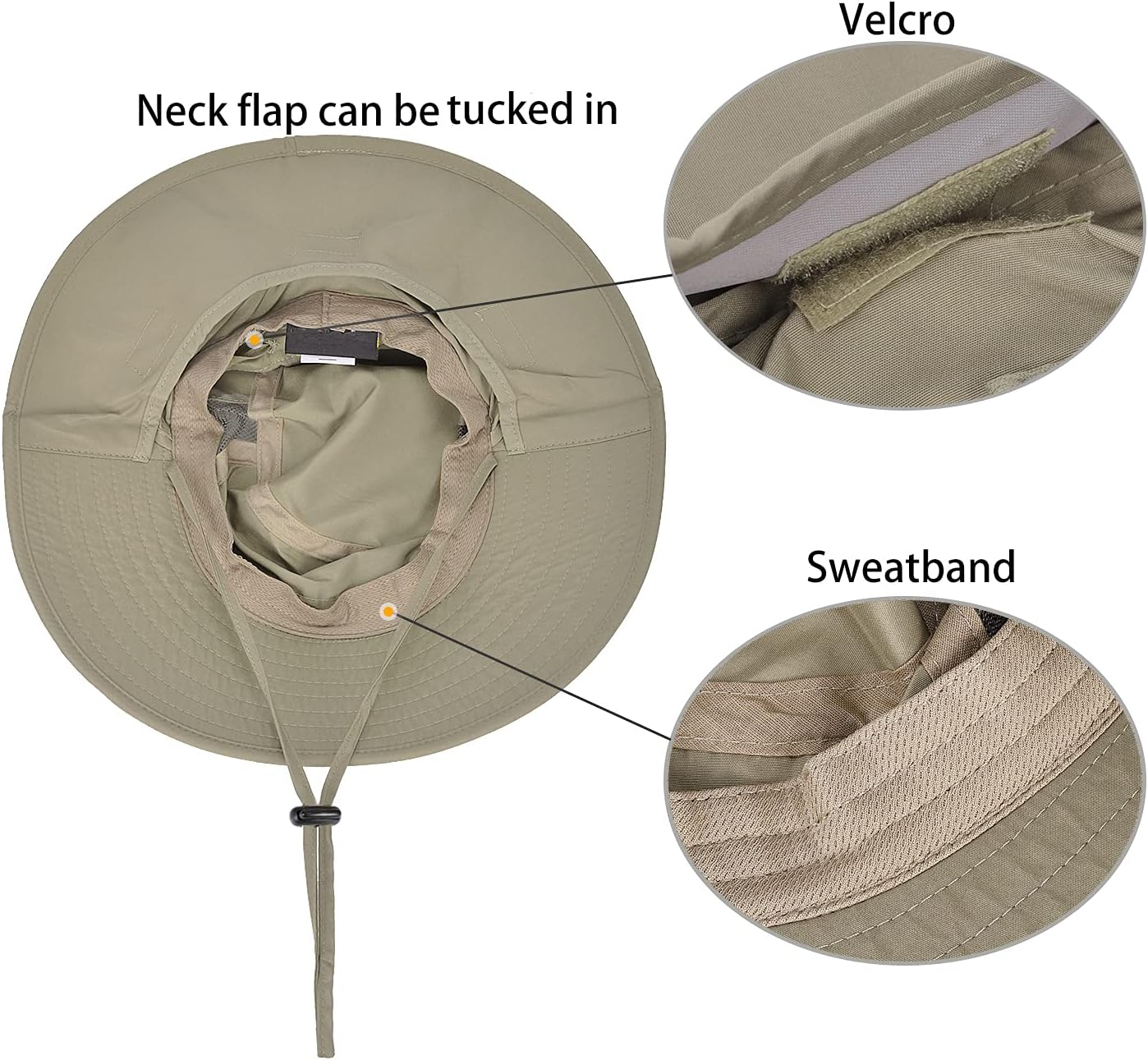 Sombrero sol para hombre ala ancha con solapa para pesca