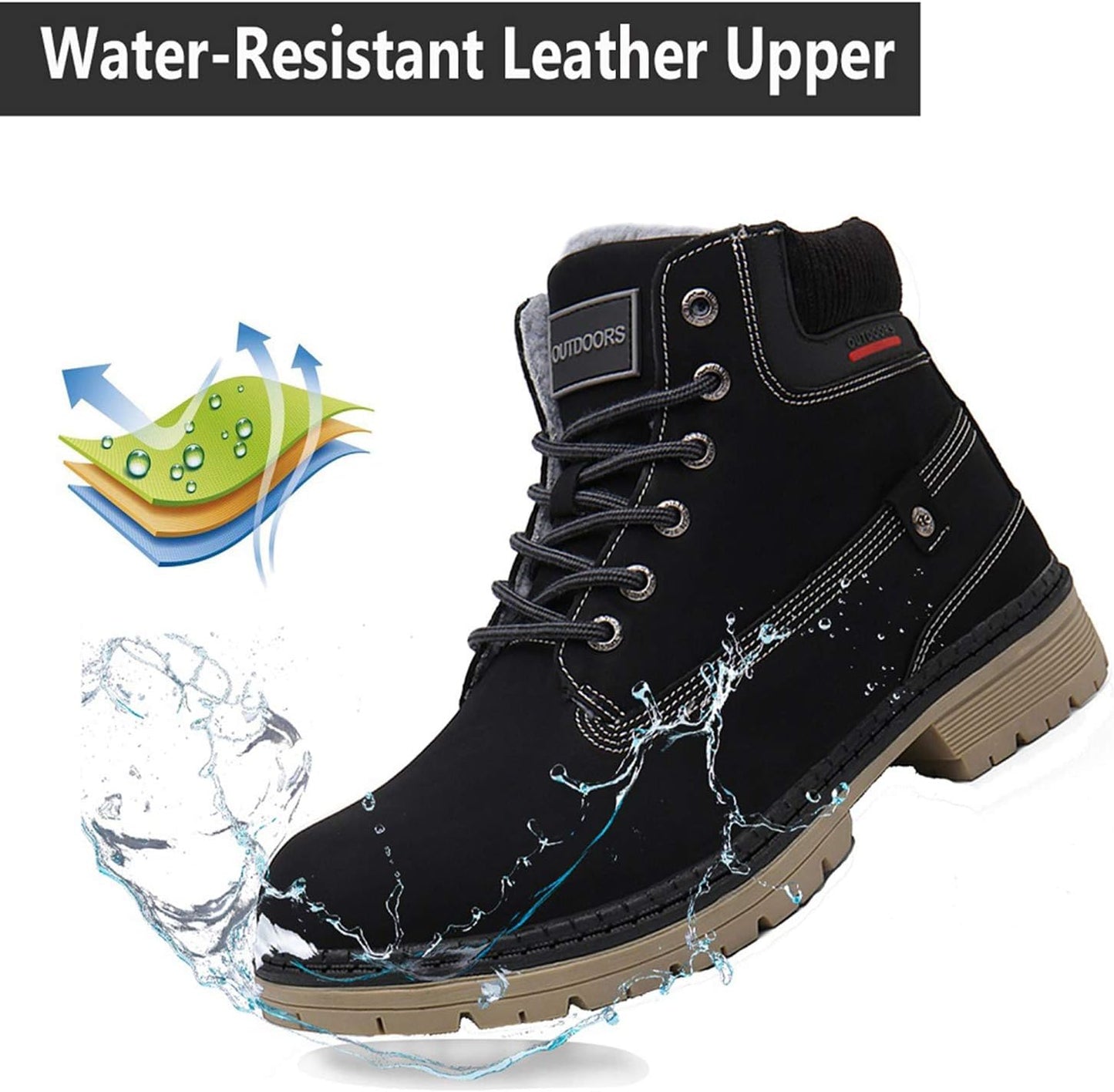Botas nieve unisex forro piel cálida antiderrap