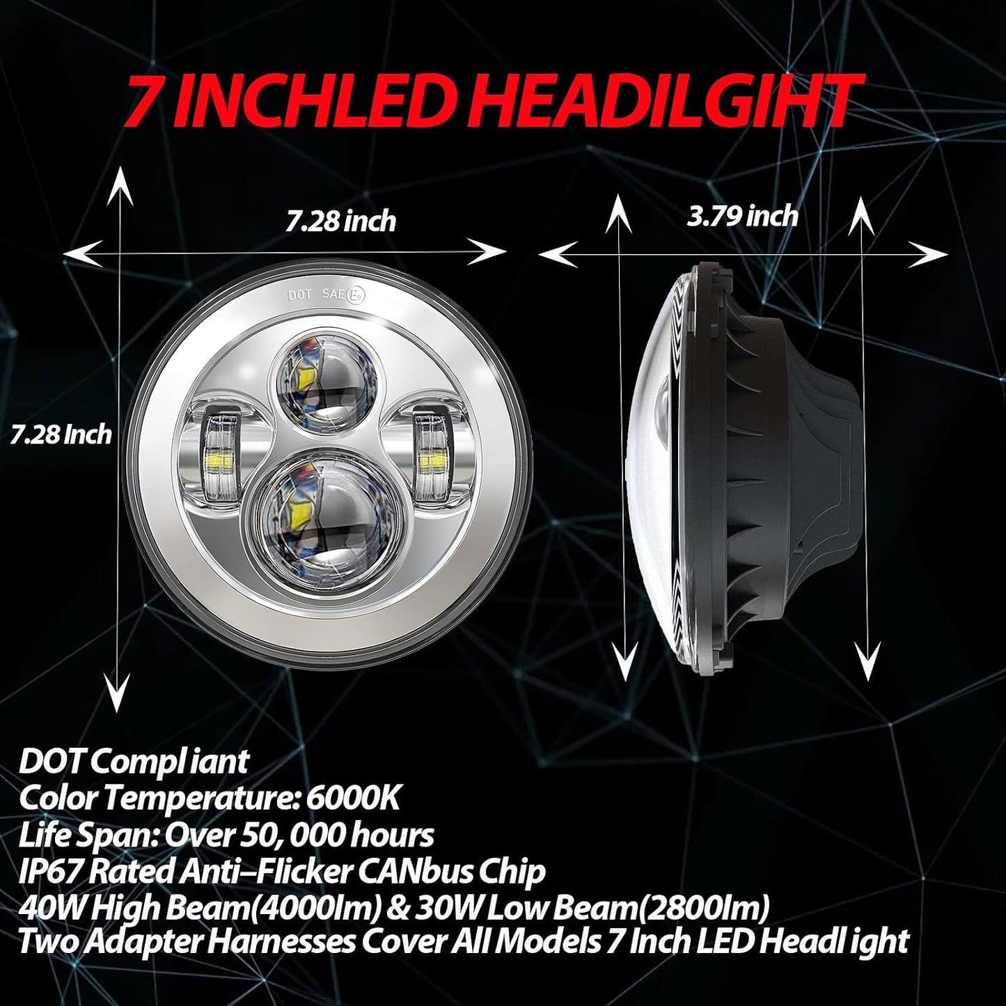 Set faros LED 7" para Harley Road King Touring