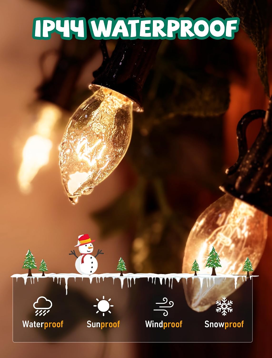 50 Focos C7 Transparentes Incandescentes para Luces de Navidad