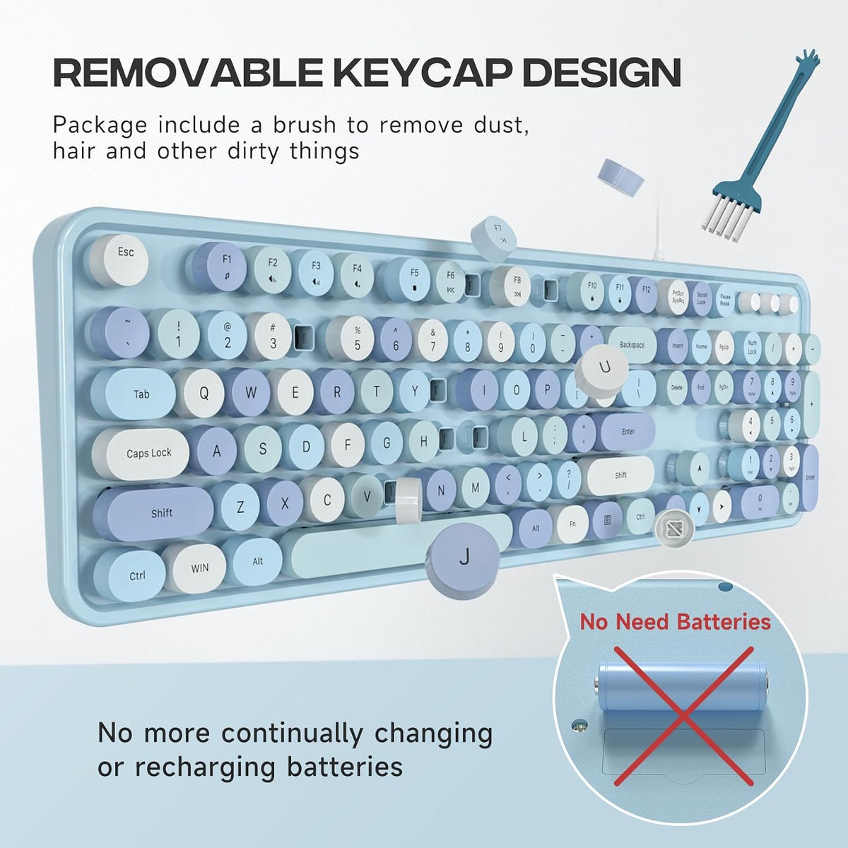 Teclado USB completo con numérico y soportes plegables