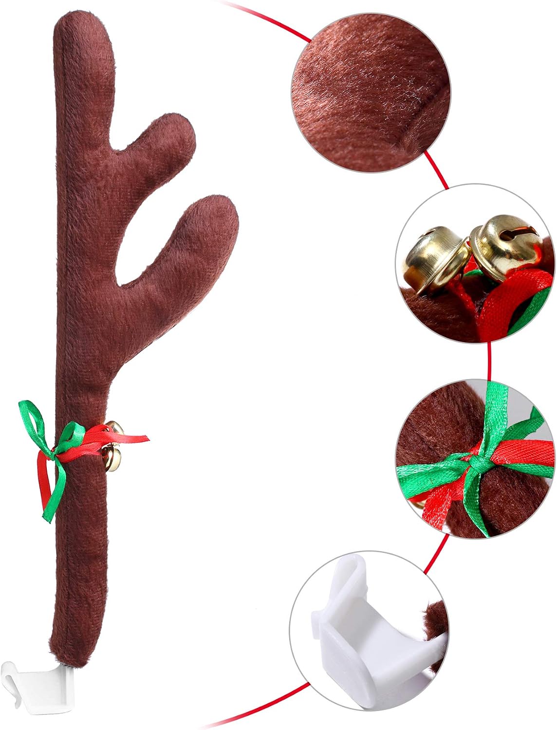 Kit astas reno cascabeles nariz roja decoración coche Navidad