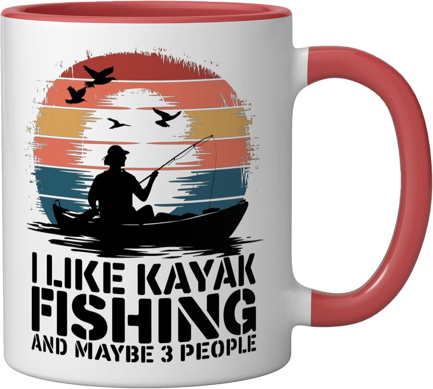 Taza Cerámica Pesca Kayak Meme Rojo/Blanco