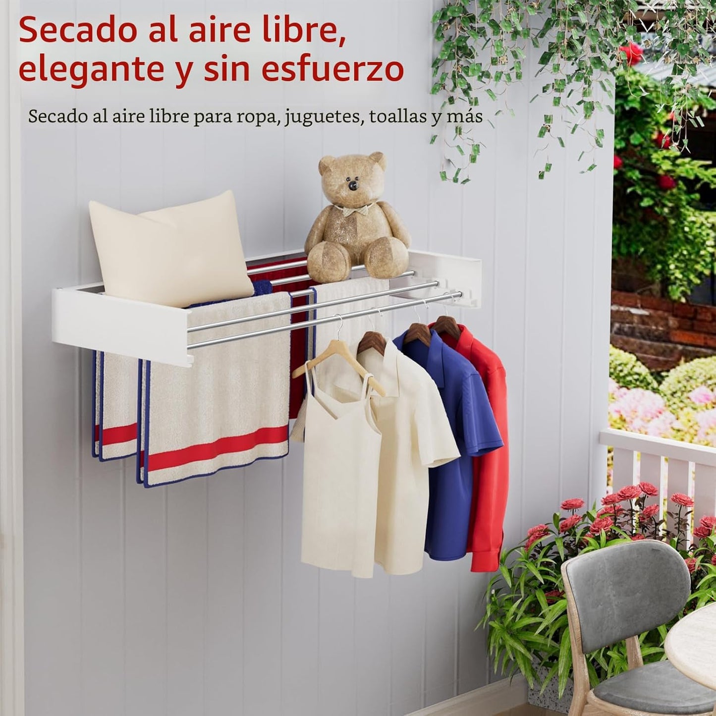 Estante secado pared 31.5" acero inox plegable