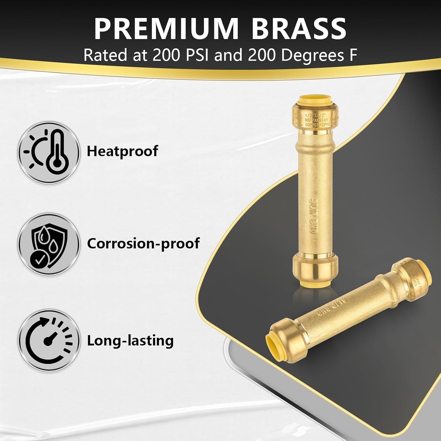 5 Pzas Accesorios Latón Empuje Conectar Tubos PEX