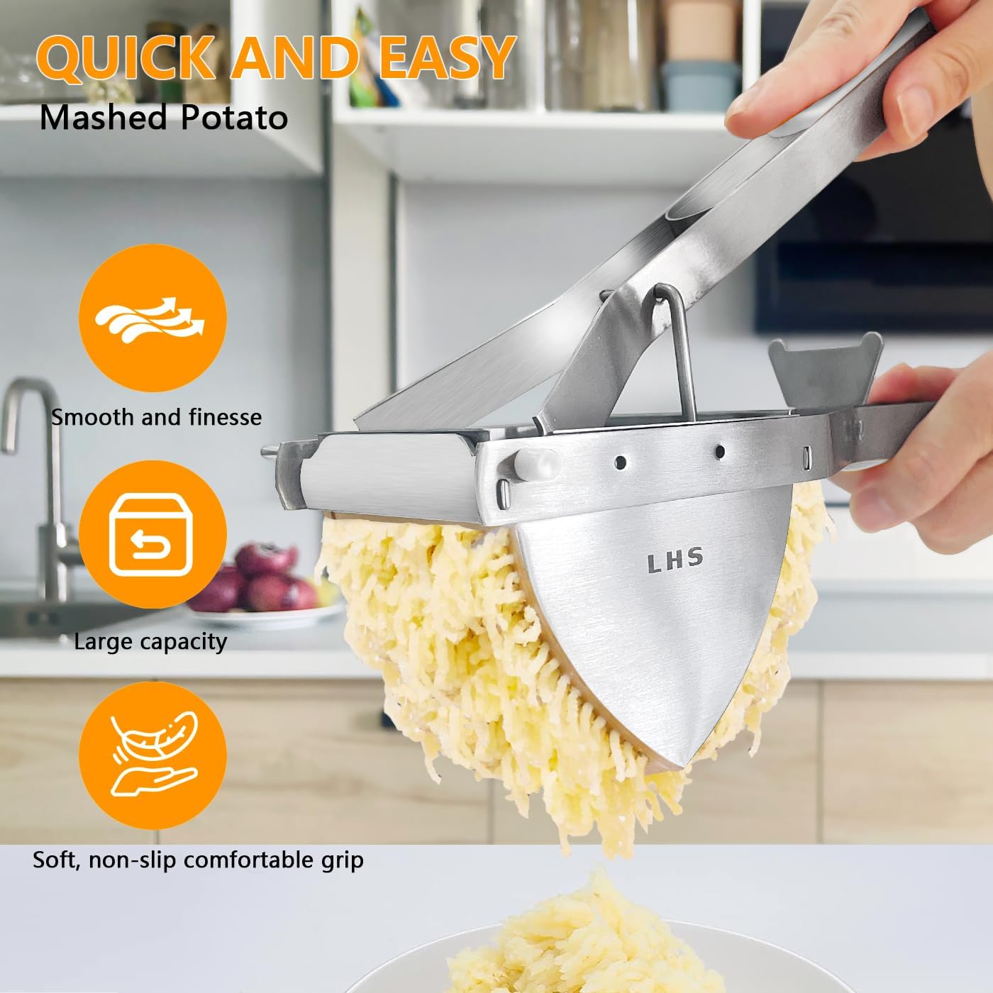 Ricer acero inox ergonómico capacidad extragrande blanco