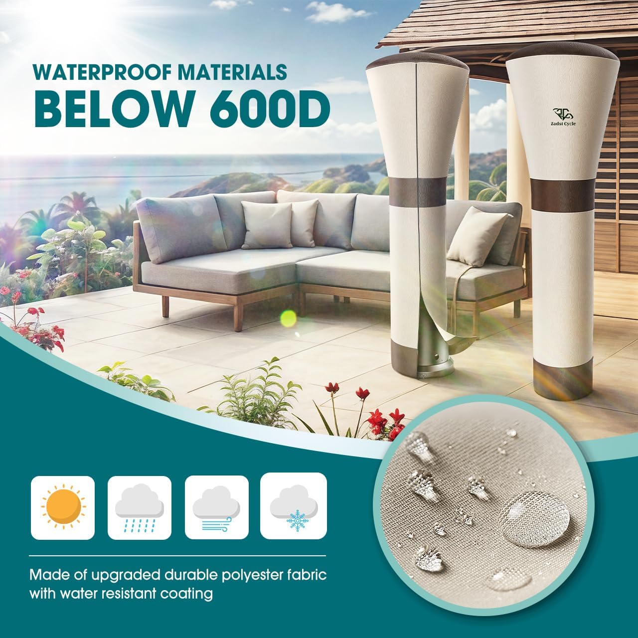 Cubierta calentador patio 89" impermeable 600D anti-UV