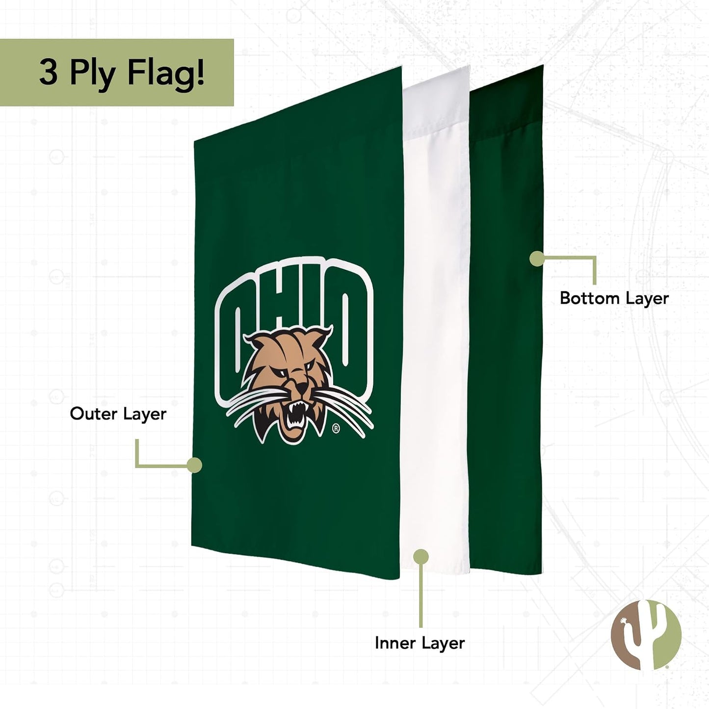 Bandera jardín Universidad Ohio 19x12pulg Bobcats diseño B