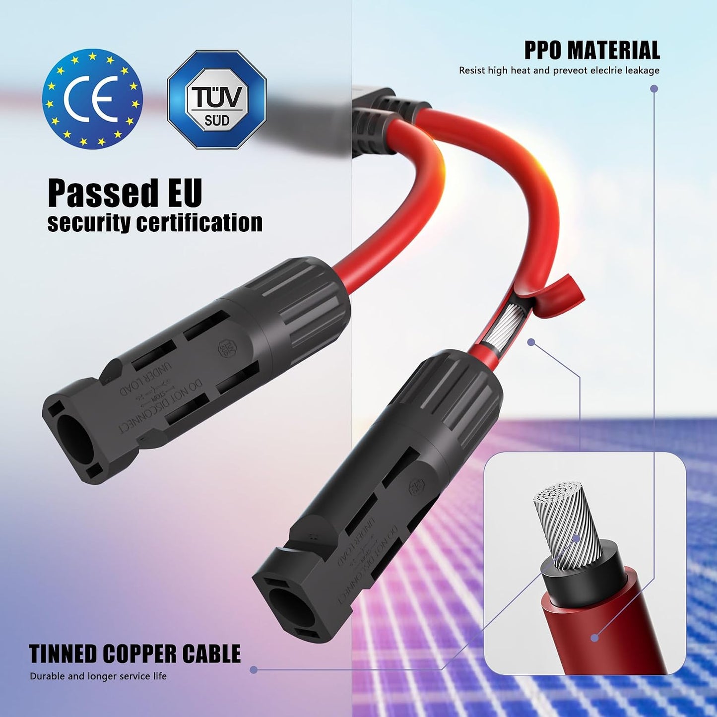Conectores Y solares paralelos 1-3 cable kit herramientas