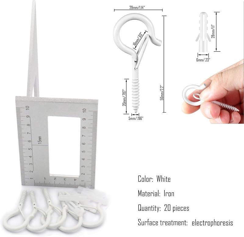 20 Ganchos Q Hebilla Seguridad Cadena Luces Hierro Blanco