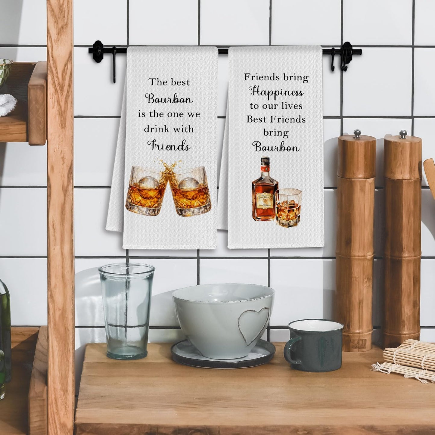 Set 2 Toallas cocina decorativas Friends and Bourbon
