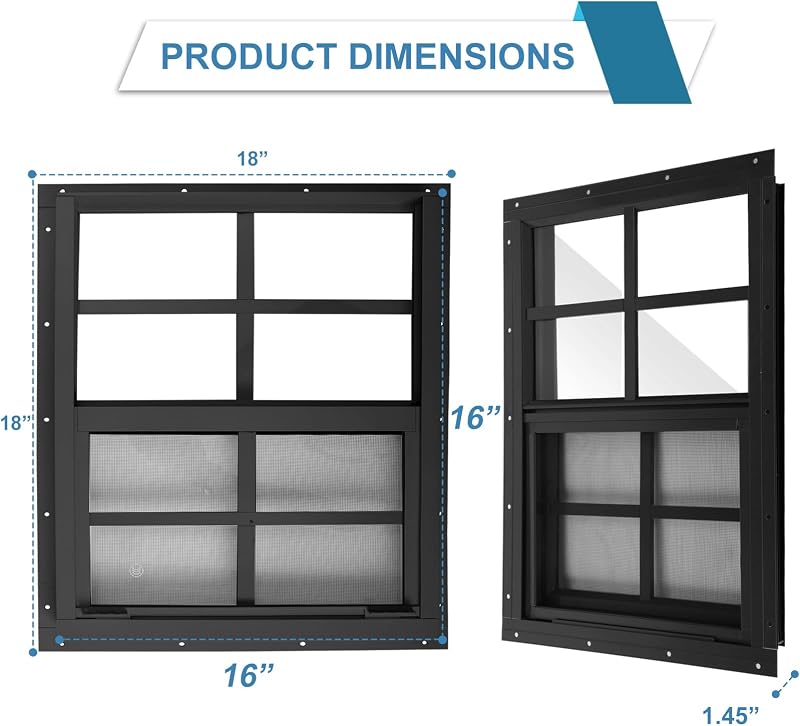 Ventana corrediza cobertizo 16x16" aluminio gris vidrio