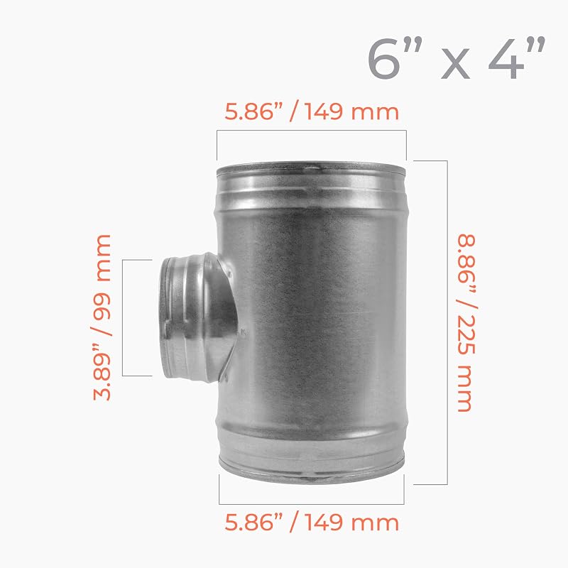 Junta T acero galvanizado 6x4" 90° conductos D150-D100