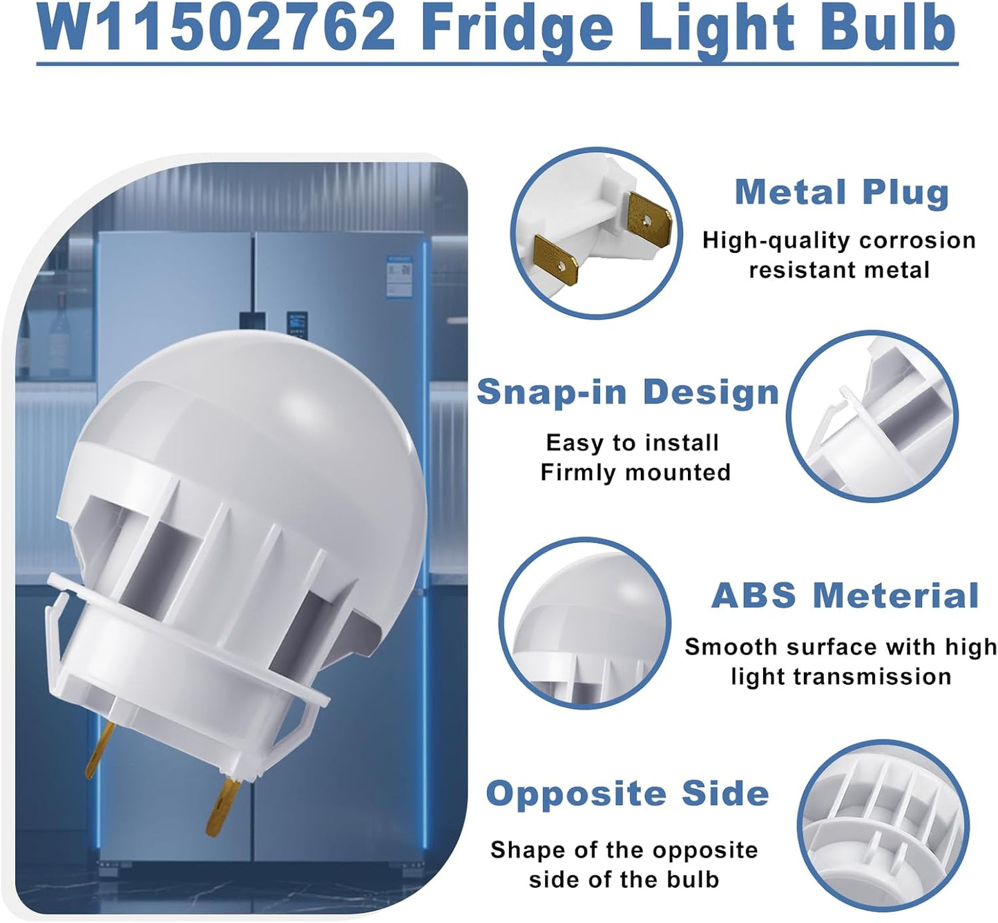Bombilla LED congelador comp Whirlpool Amana Maytag 2 años