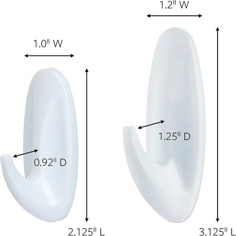 Pack ganchos diseño blanco 2 pequeños 2 medianos 4 tiras