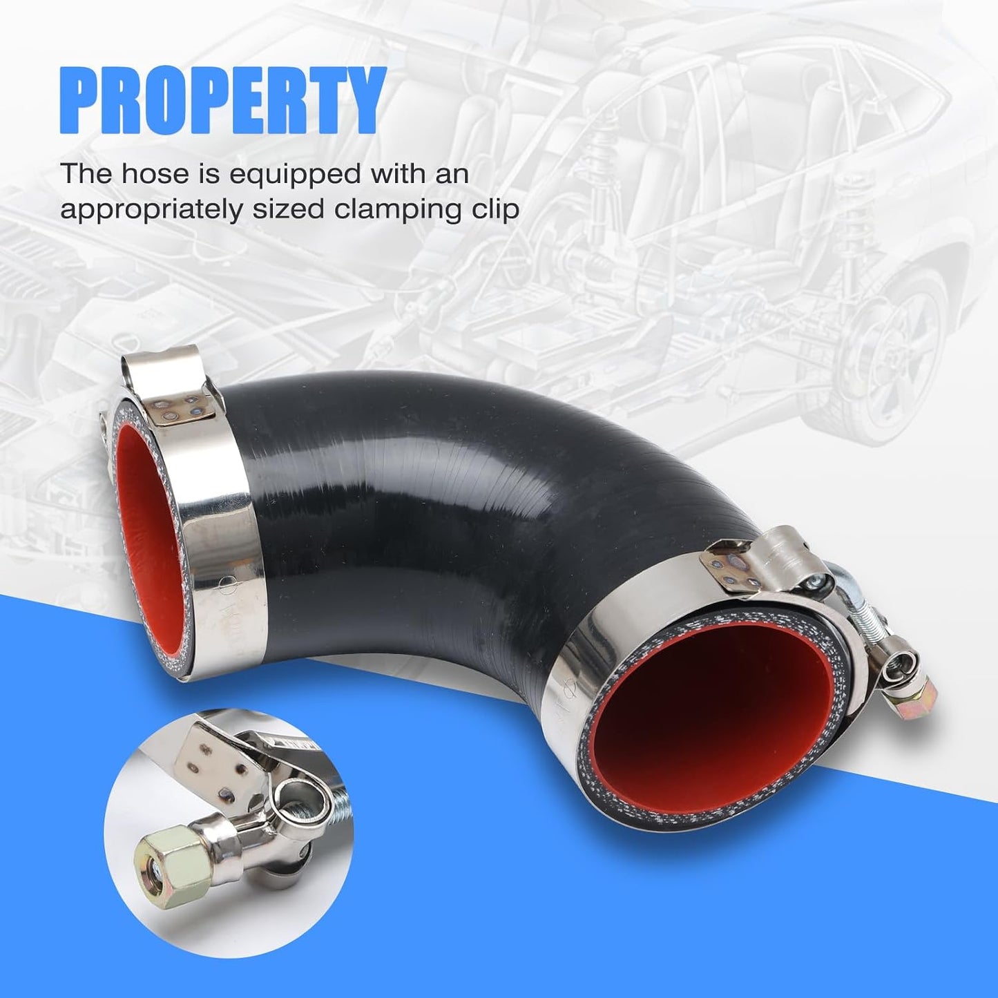 Manguera silicona acoplador codo 90 grados 57mm