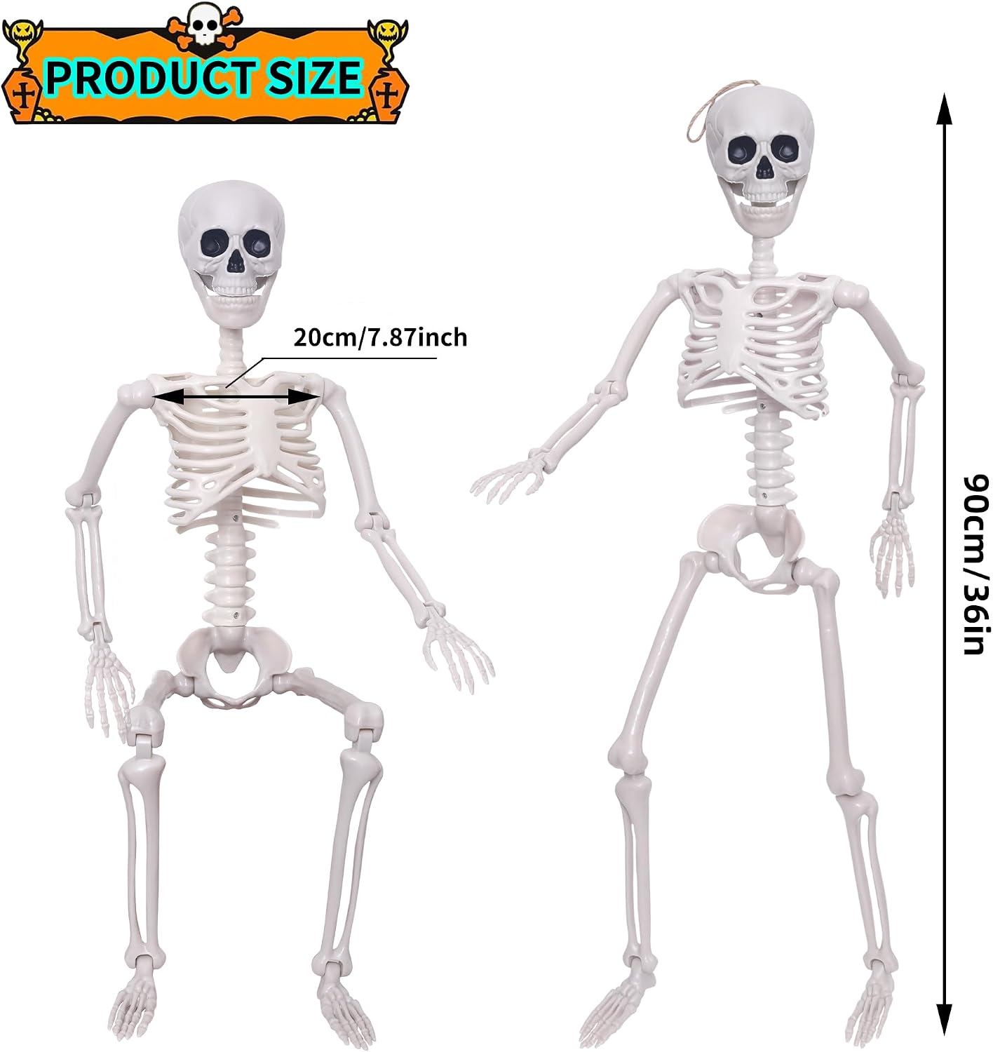2 Esqueletos Decorativos Halloween 3ft Articulados