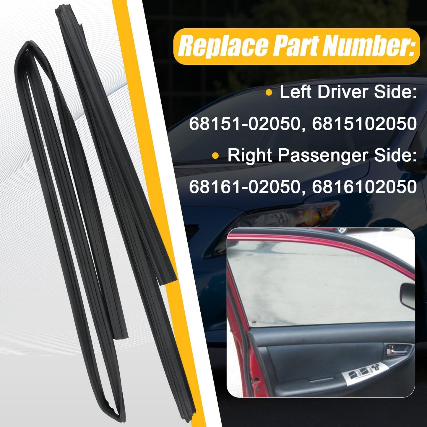 Sello puerta ventana comp Toyota Corolla 02-08 2pcs